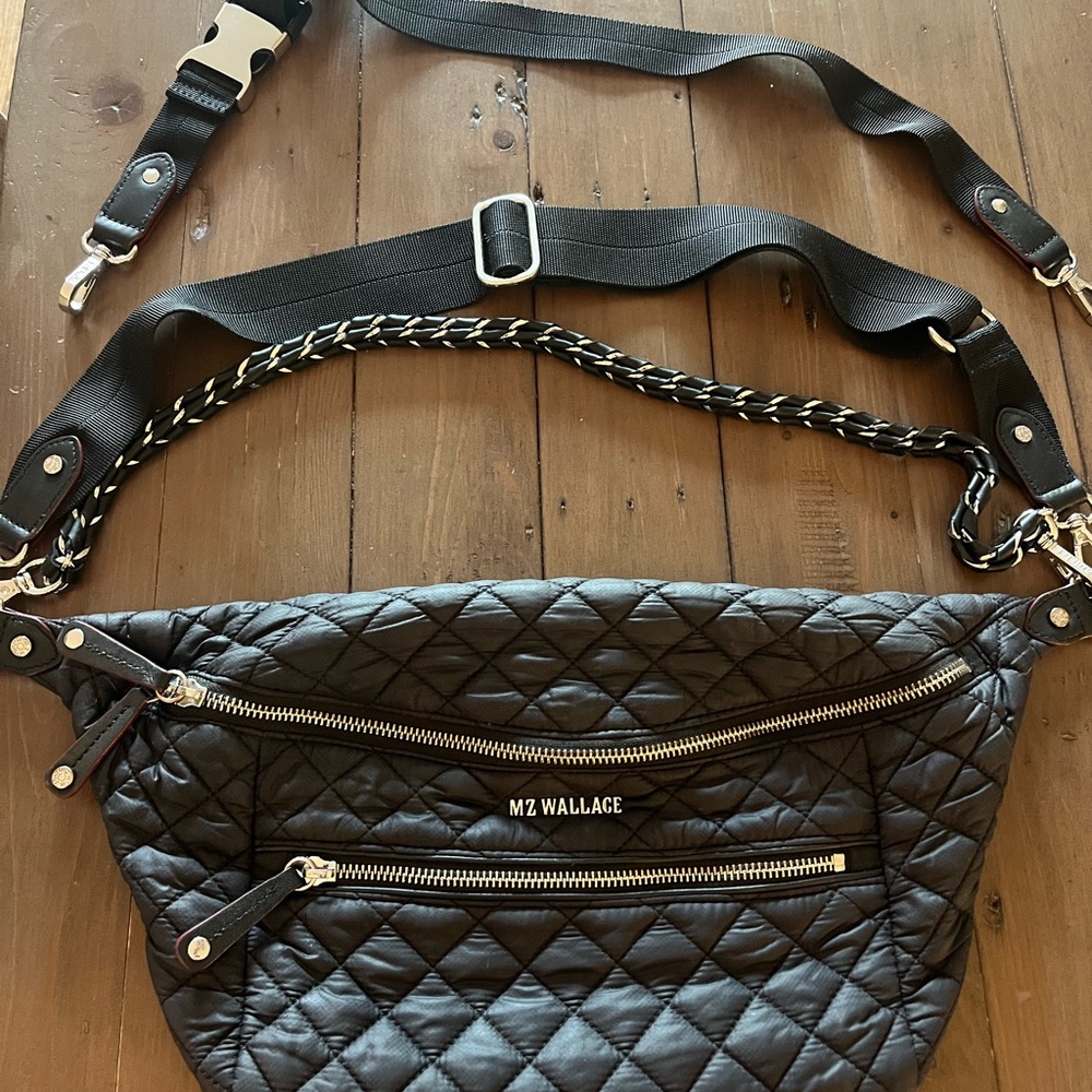 MZ Wallace Black Quilted Crossbody Bag with Chain Strap